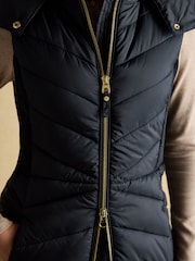 Joules Pembury Navy Longline Showerproof Padded Gilet with Hood - Image 8 of 11