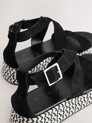 Black Suede Standard/Wide Fit Forever Comfort® Chunky Flatform Sandals - Image 10 of 11