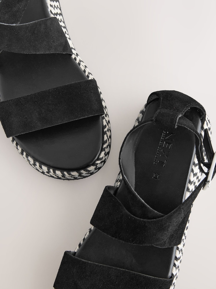 Black Suede Standard/Wide Fit Forever Comfort® Chunky Flatform Sandals - Image 11 of 11