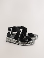 Black Suede Standard/Wide Fit Forever Comfort® Chunky Flatform Sandals - Image 7 of 11