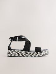 Black Suede Standard/Wide Fit Forever Comfort® Chunky Flatform Sandals - Image 8 of 11