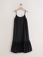 Black 100% Cotton Bubble Hem Midi Dress - Image 6 of 8