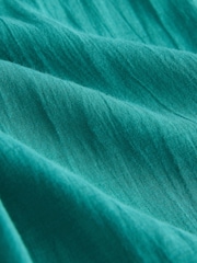 Teal Blue Puff Sleeve Midi Dress - Image 5 of 6