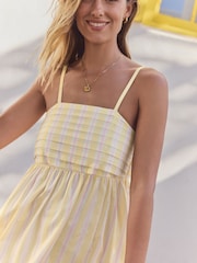 Pink/Yellow Tie Back Mini 100% Cotton Dress - Image 5 of 8