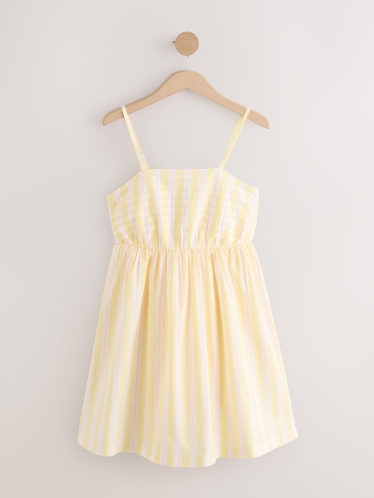 Pink/Yellow Tie Back Mini 100% Cotton Dress - Image 6 of 8