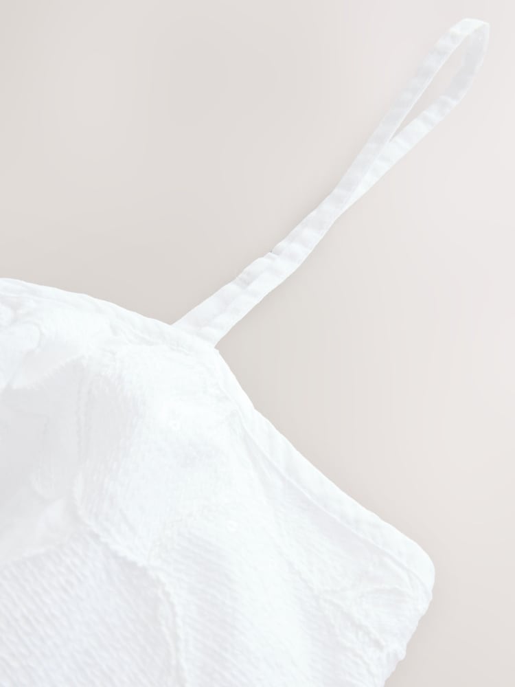 White Summer Sparkle Cornelli 100% Cotton Mini Dress - Image 11 of 11