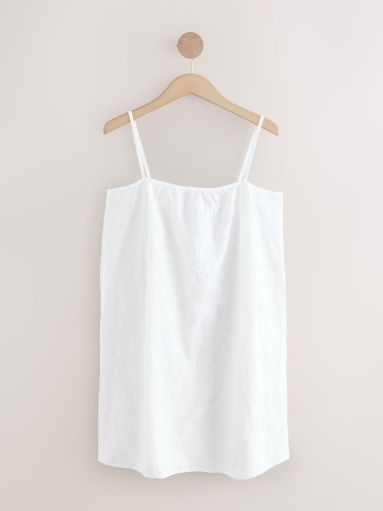 White Summer Sparkle Cornelli 100% Cotton Mini Dress - Image 9 of 11