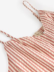 Rust Brown 100% Cotton Textured Seersucker Midi Dress - Image 8 of 8