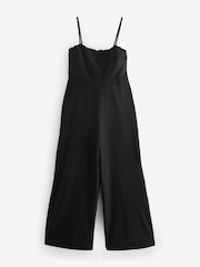 Black Cornelli Wide Leg Jumpsuit With Linen - Image 7 of 9