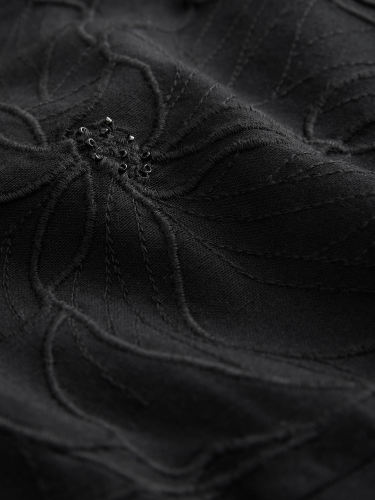 Black Cornelli Wide Leg Jumpsuit With Linen - Image 9 of 9