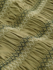 Khaki Green 100% Cotton Jersey Midi Dress - Image 7 of 8