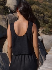 Black 100% Linen Button Down Top - Image 4 of 7