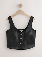 Black 100% Linen Button Down Top - Image 5 of 7