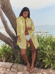 Yellow Textured Cornelli Cover-Up Shirt - Image 1 of 7