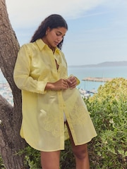 Yellow Textured Cornelli Cover-Up Shirt - Image 3 of 7