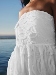 White 100% Cotton Bandeau Midi Dress - Image 4 of 7