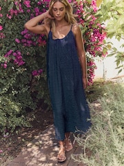 Navy Textured Jersey Maxi Dress - Image 2 of 7
