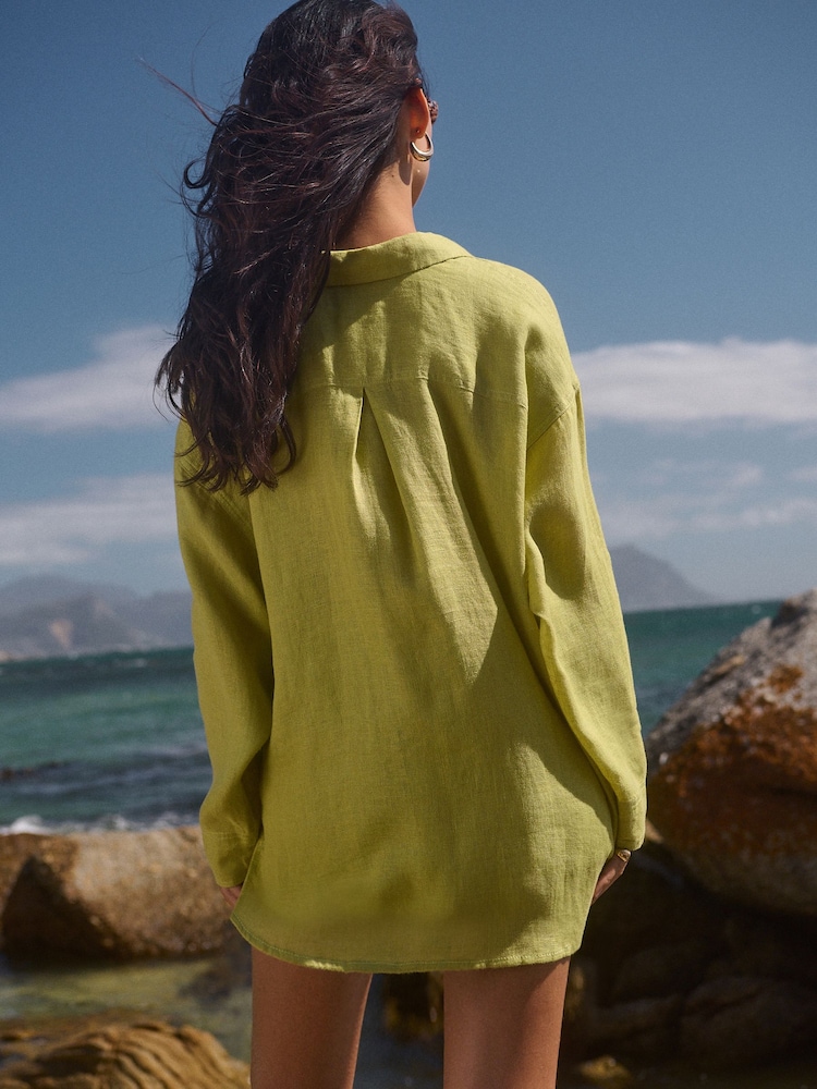 Vert - Chemise de plage 100% lin - Image 4 of 8