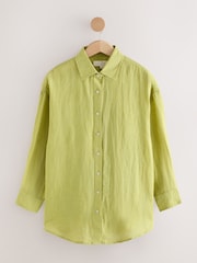 Green 100% Linen Beach Shirt - Image 6 of 8