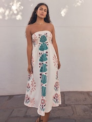 Khaki Green Bandeau Midi Dress - Image 2 of 9