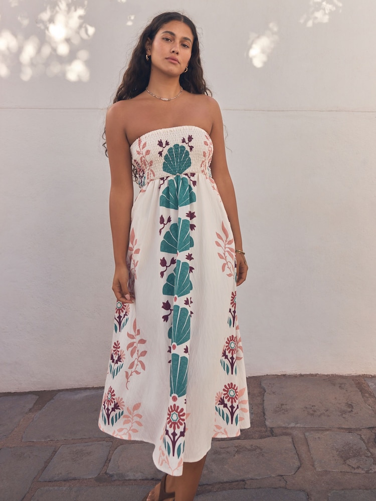 Khaki Green Bandeau Midi Dress - Image 2 of 9