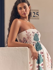 Khaki Green Bandeau Midi Dress - Image 6 of 9