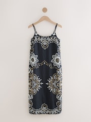 Black/Green Midi Slip Summer Dress - Image 5 of 7