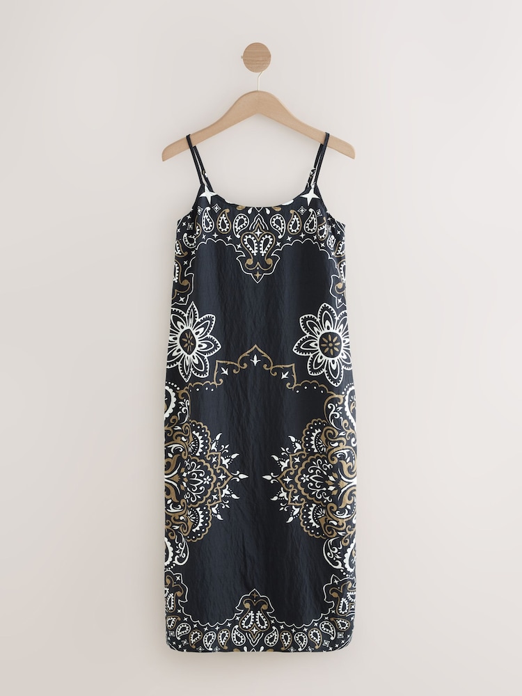 Black/Green Midi Slip Summer Dress - Image 5 of 7
