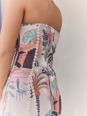 Multi Bandeau Wide Leg Jumpsuit With Linen - Image 5 of 5
