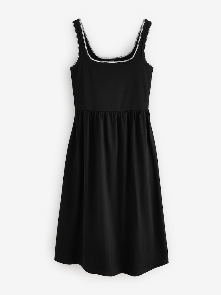 Black Jersey Midi Summer Dress - Image 1 of 3