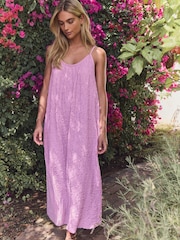 Lilac Purple Textured Jersey Maxi Dress - Image 1 of 8