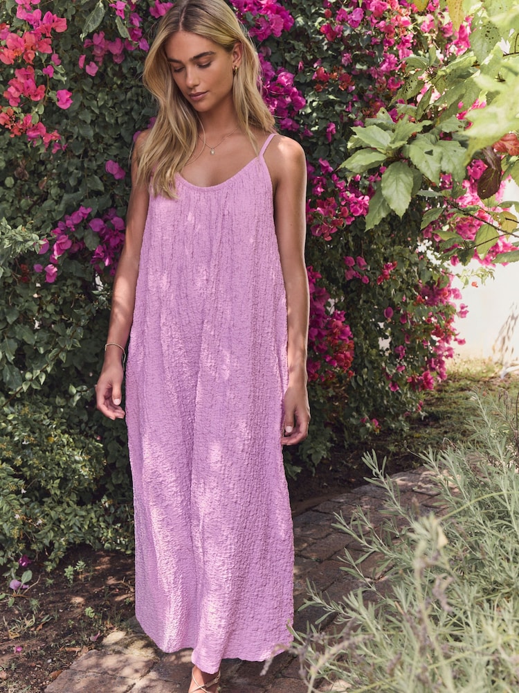 Lilac Purple Textured Jersey Maxi Dress - Image 1 of 8