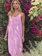 Lilac Purple Textured Jersey Maxi Dress - Image 2 of 8
