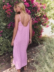 Lilac Purple Textured Jersey Maxi Dress - Image 4 of 8