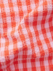 Pink/Red Textured Gingham Wide Leg 100% Cotton Trousers - Image 9 of 9