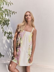 Lilac/White Mini Summer 100% Cotton Dress - Image 1 of 11