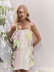 Lilac/White Mini Summer 100% Cotton Dress - Image 2 of 11