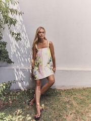 Lilac/White Mini Summer 100% Cotton Dress - Image 4 of 11