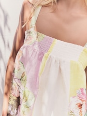 Lilac/White Mini Summer 100% Cotton Dress - Image 7 of 11