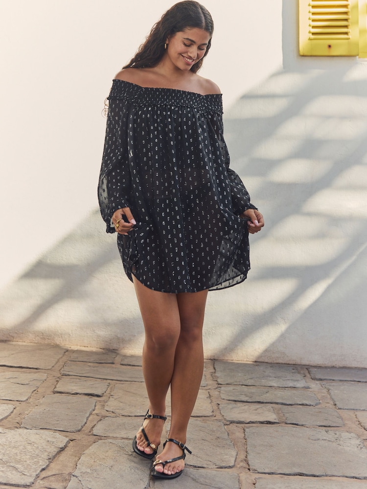 Black Long Sleeve Sheer Sparkle Cover-Up - Image 2 of 5