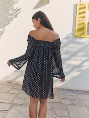 Black Long Sleeve Sheer Sparkle Cover-Up - Image 3 of 5