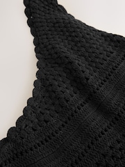 Black One Shoulder Crochet Mix Wide Leg Jumpsuit - Image 3 of 3