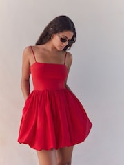 Red Bubble Hem Mini Dress - Image 1 of 8