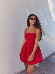 Red Bubble Hem Mini Dress - Image 2 of 8