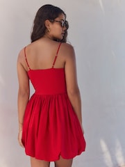 Red Bubble Hem Mini Dress - Image 3 of 8