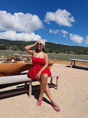 Red Bubble Hem Mini Dress - Image 4 of 8