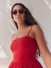 Red Bubble Hem Mini Dress - Image 5 of 8