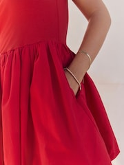 Red Bubble Hem Mini Dress - Image 6 of 8