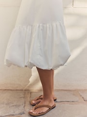 White 100% Cotton Bubble Hem Midi Dress - Image 5 of 5