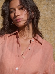 Rose pêche - Chemise de plage 100% lin - Image 7 de 7
